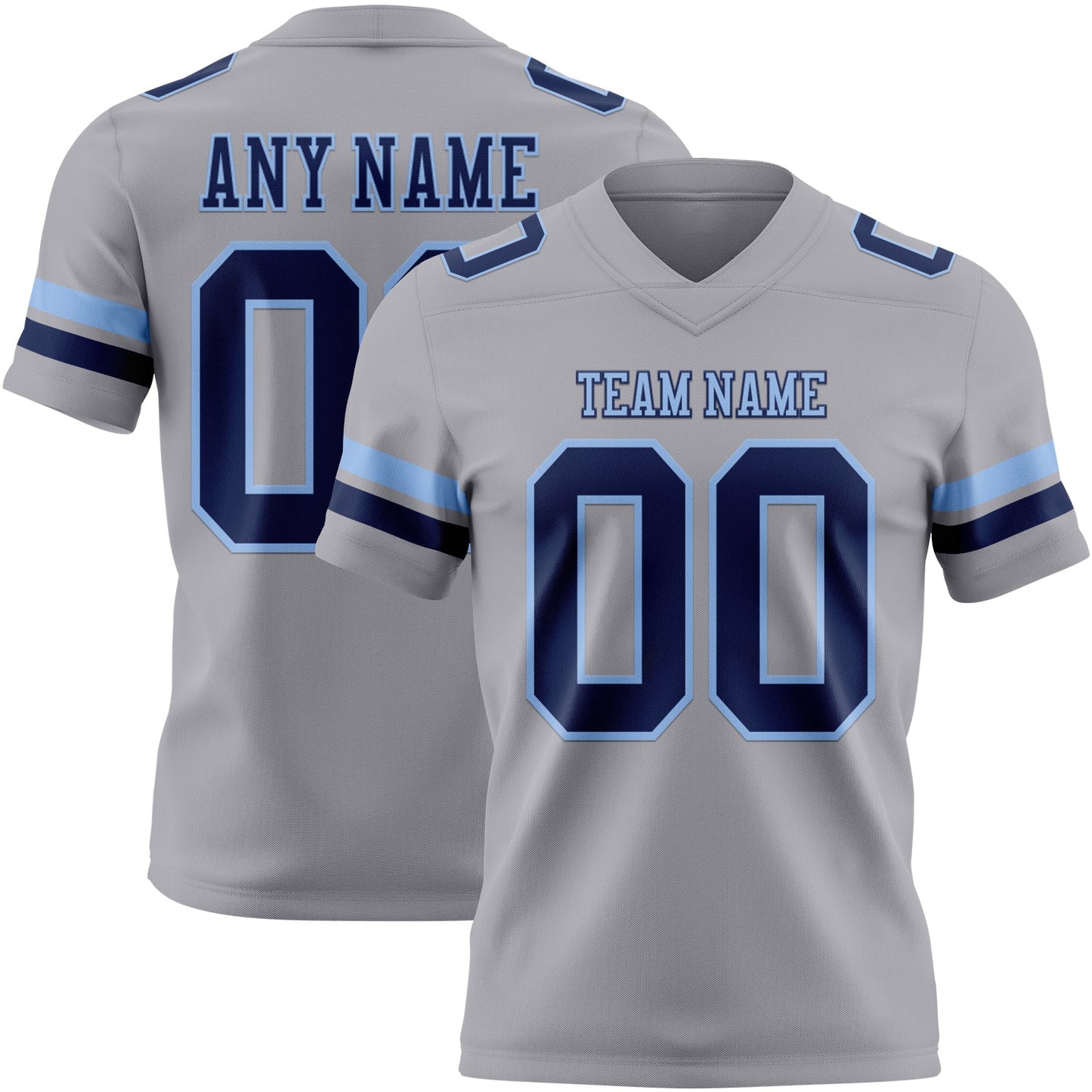 Custom Gray Navy-Light Blue Mesh Authentic Football Jersey - Sky-Custom
