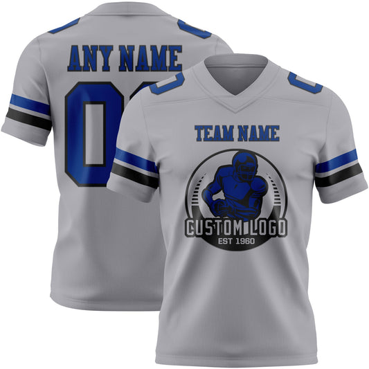Custom Gray Royal-Black Mesh Authentic Football Jersey - Sky-Custom