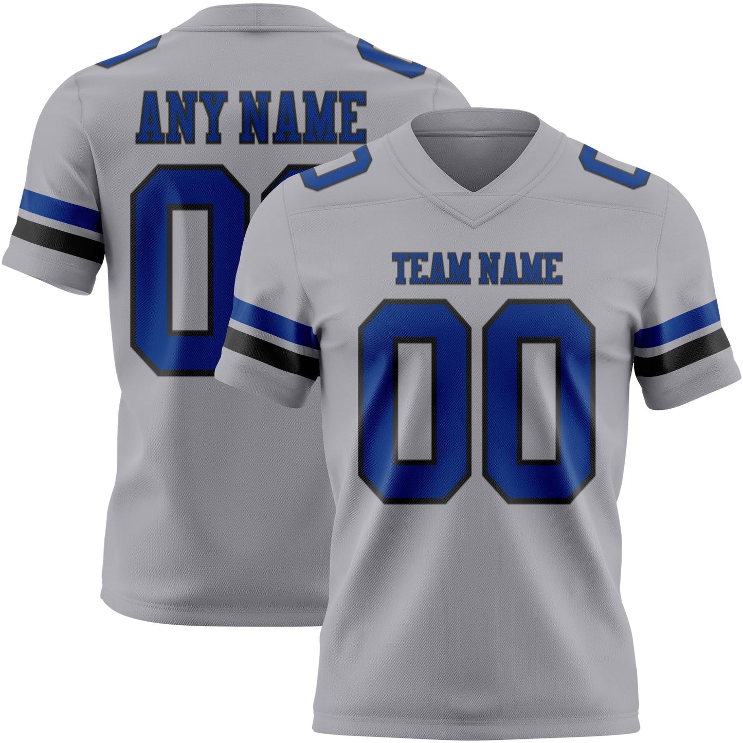 Custom Gray Royal-Black Mesh Authentic Football Jersey - Sky-Custom