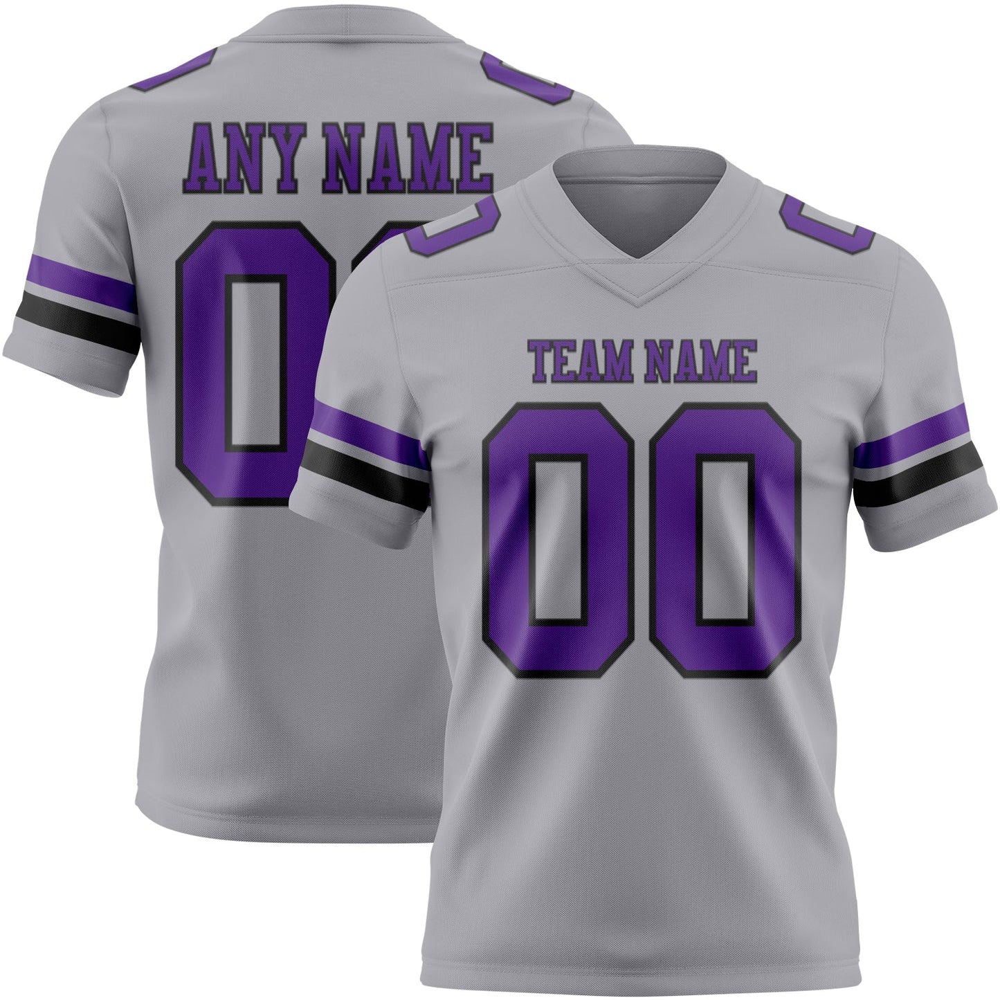 Custom Gray Purple-Black Mesh Authentic Football Jersey - Sky-Custom