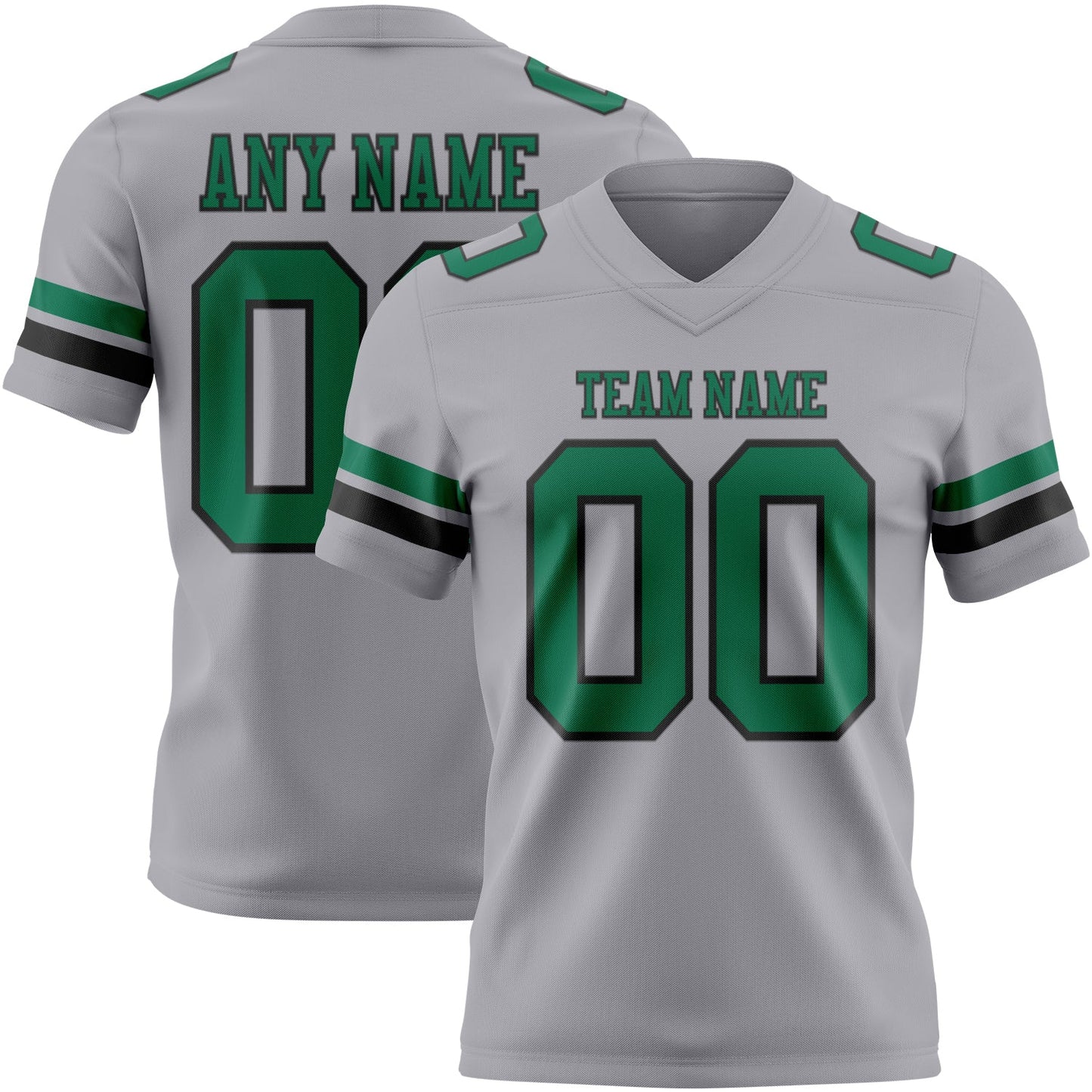 Custom Gray Kelly Green-Black Mesh Authentic Football Jersey - Sky-Custom