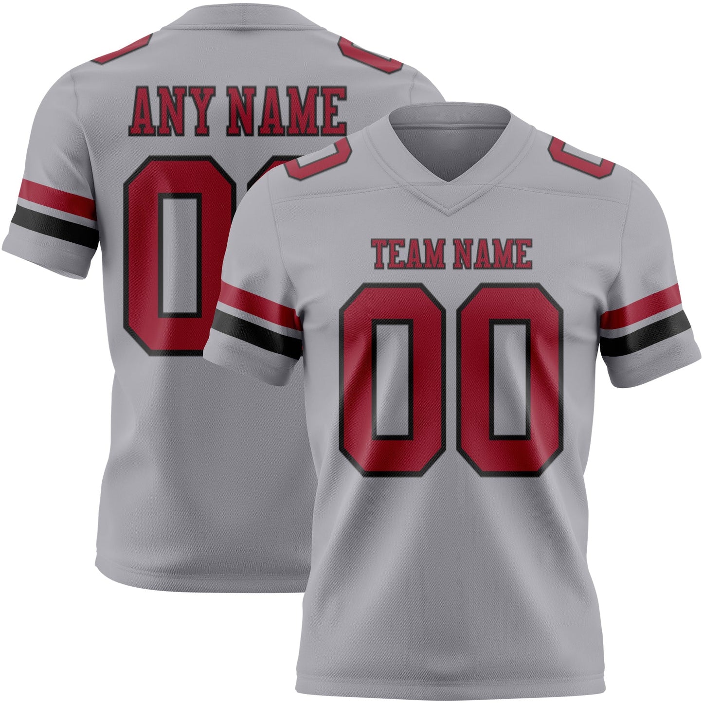 Custom Gray Cardinal-Black Mesh Authentic Football Jersey - Sky-Custom