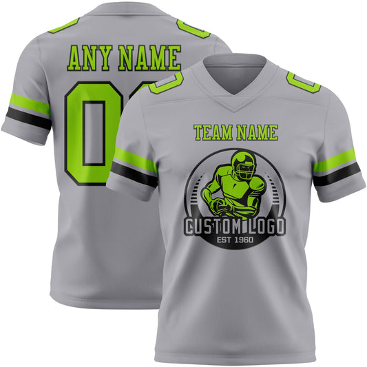 Custom Gray Neon Green-Black Mesh Authentic Football Jersey - Sky-Custom