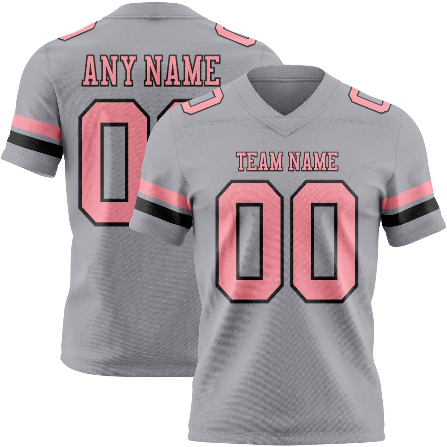 Custom Gray Medium Pink-Black Mesh Authentic Football Jersey - Sky-Custom