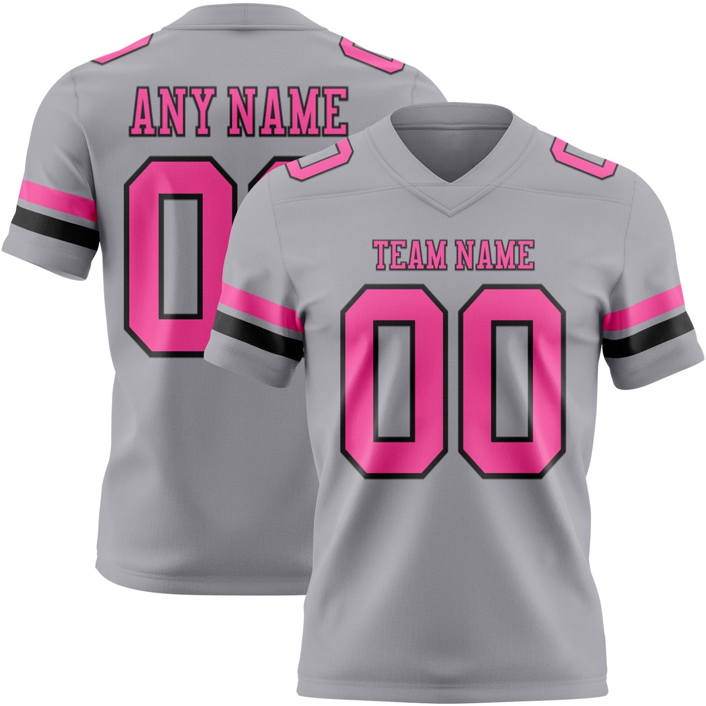 Custom Gray Pink-Black Mesh Authentic Football Jersey - Sky-Custom
