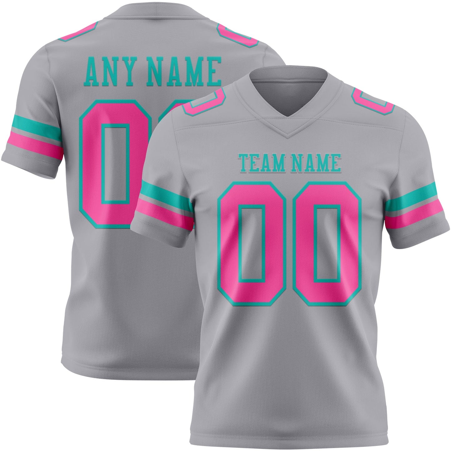 Custom Gray Pink-Aqua Mesh Authentic Football Jersey - Sky-Custom