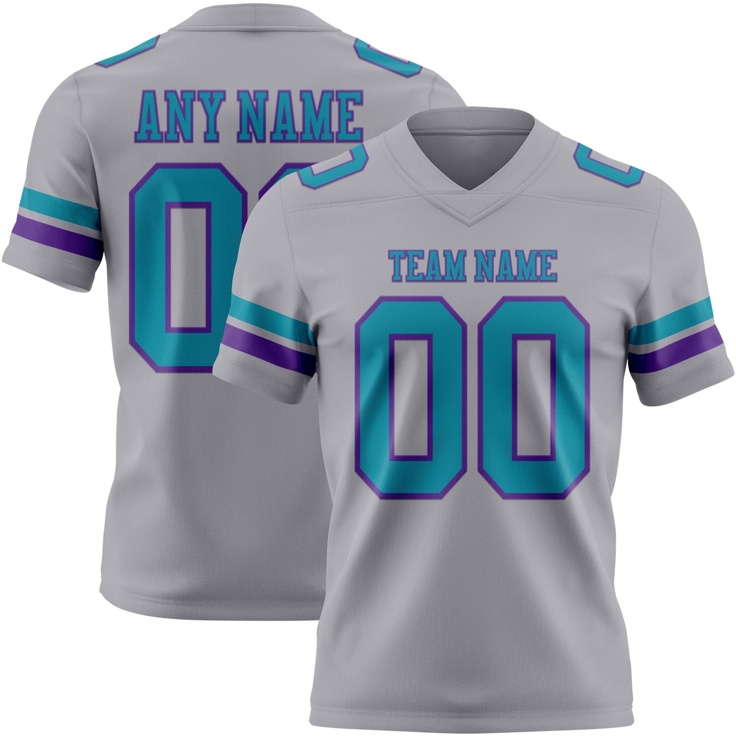 Custom Gray Teal-Purple Mesh Authentic Football Jersey - Sky-Custom