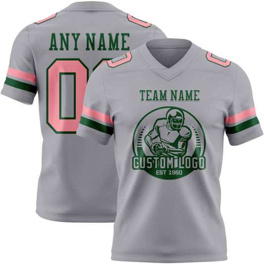 Custom Gray Medium Pink-Green Mesh Authentic Football Jersey - Sky-Custom