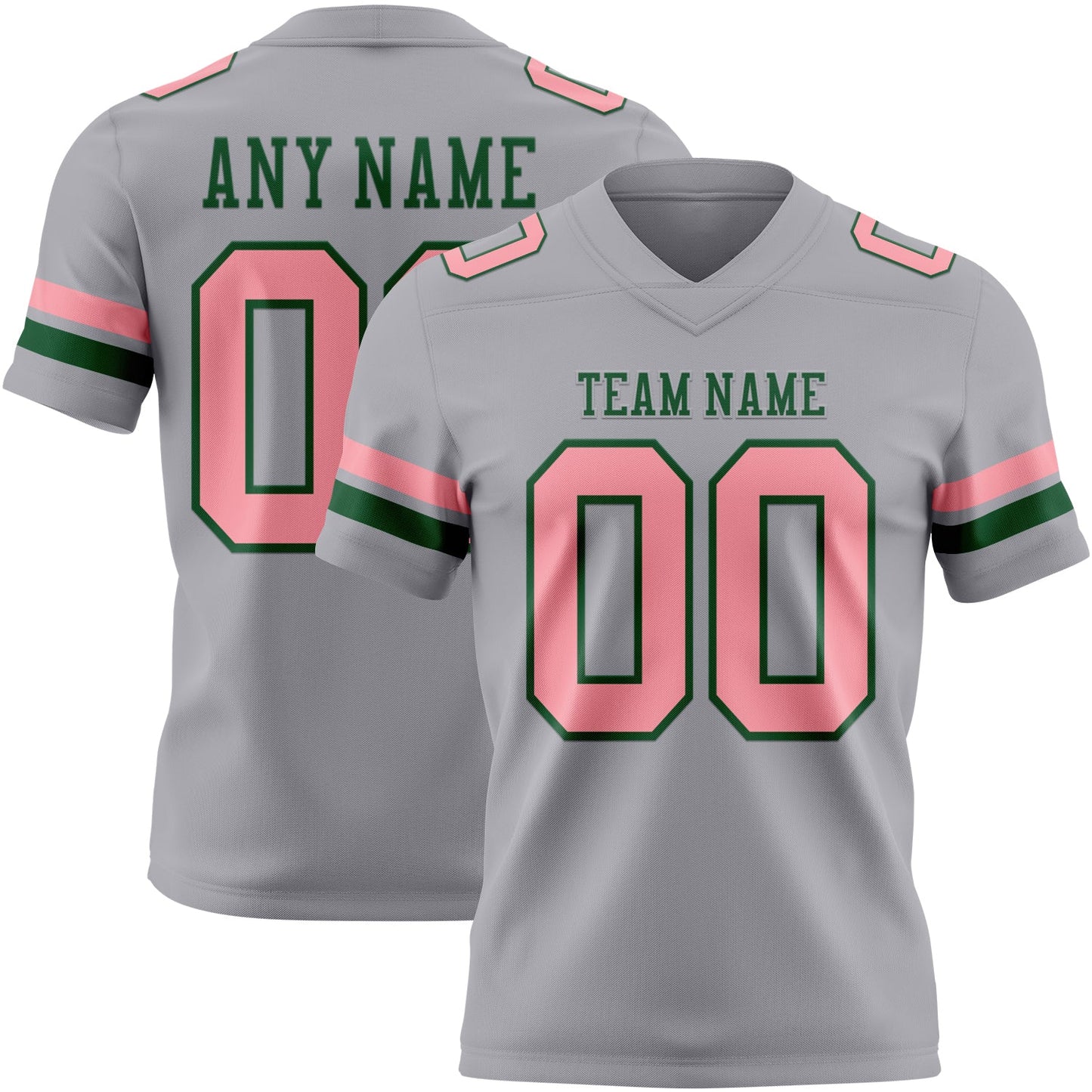 Custom Gray Medium Pink-Green Mesh Authentic Football Jersey - Sky-Custom