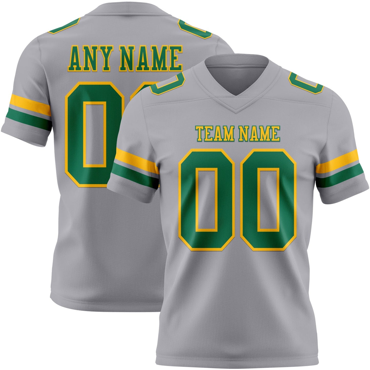 Custom Gray Kelly Green-Gold Mesh Authentic Football Jersey - Sky-Custom