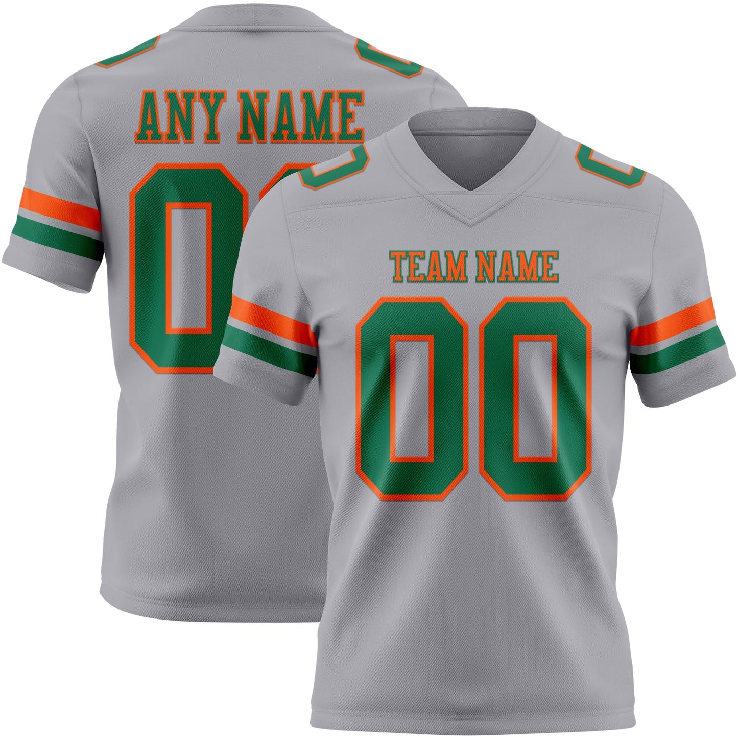 Custom Gray Kelly Green-Orange Mesh Authentic Football Jersey - Sky-Custom