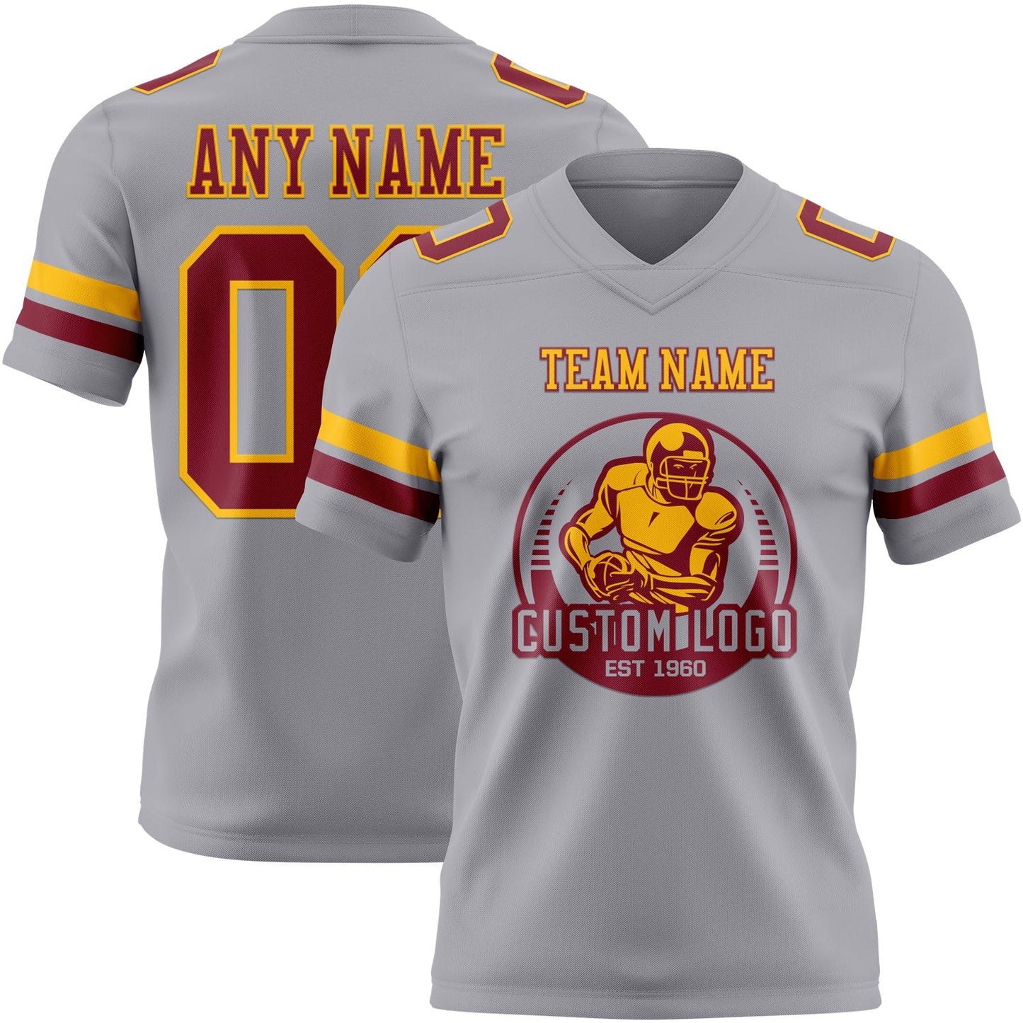 Custom Gray Crimson-Gold Mesh Authentic Football Jersey - Sky-Custom