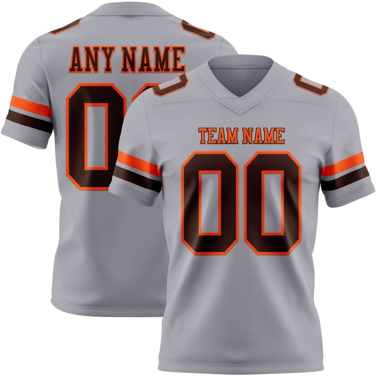 Custom Gray Brown-Orange Mesh Authentic Football Jersey - Sky-Custom