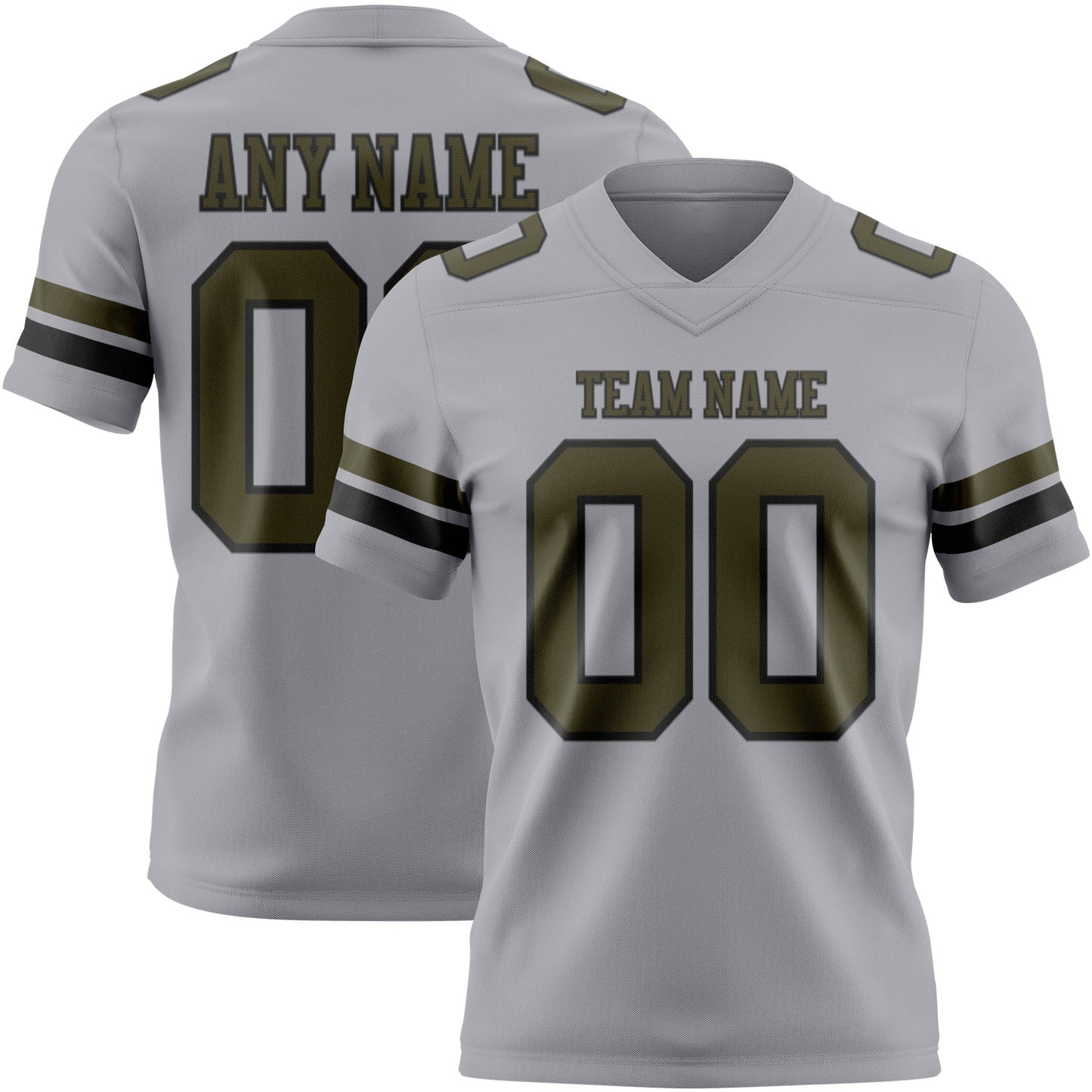 Custom Gray Olive-Black Mesh Authentic Football Jersey - Sky-Custom