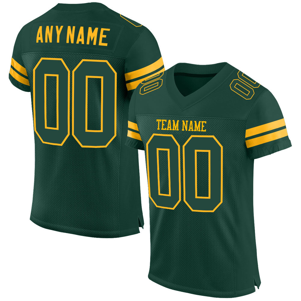 Custom Green Green-Gold Mesh Authentic Football Jersey - Sky-Custom