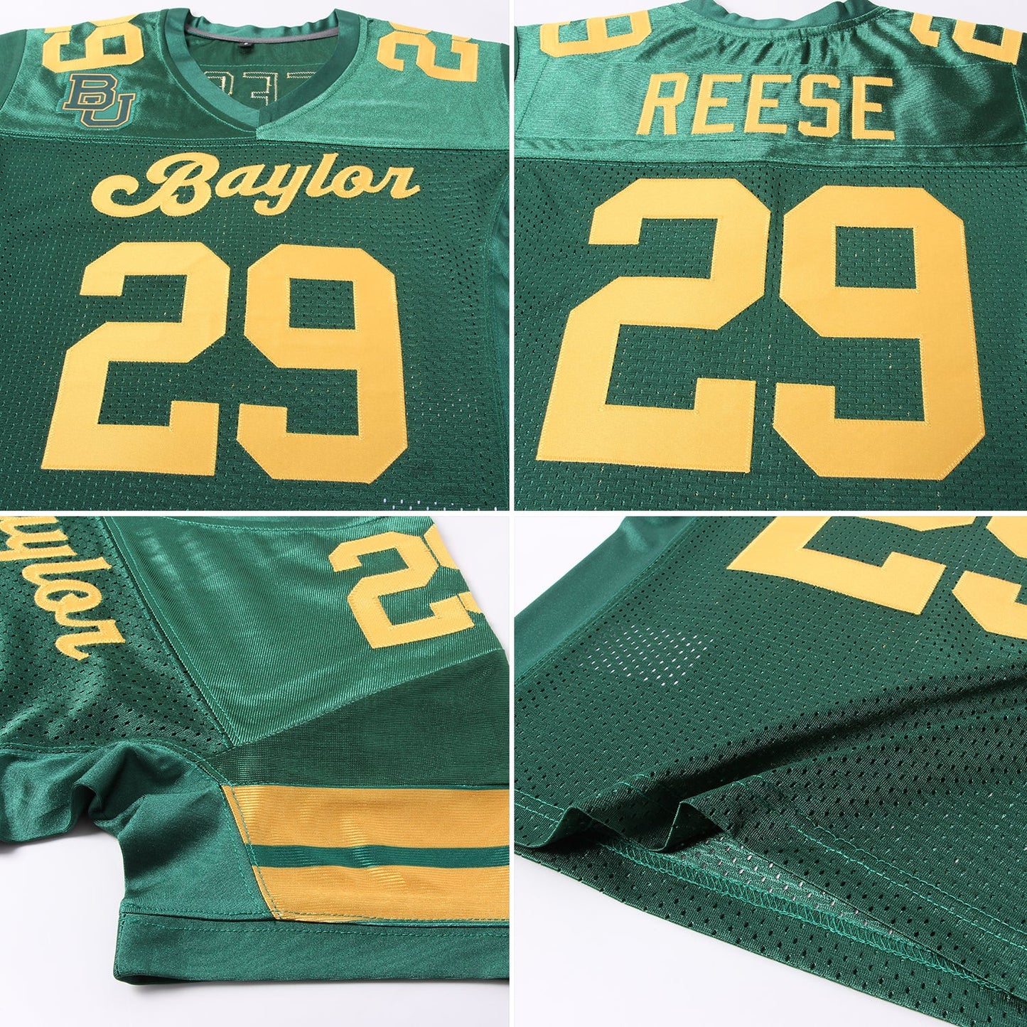 Custom Green Gold Mesh Authentic Football Jersey - Sky-Custom