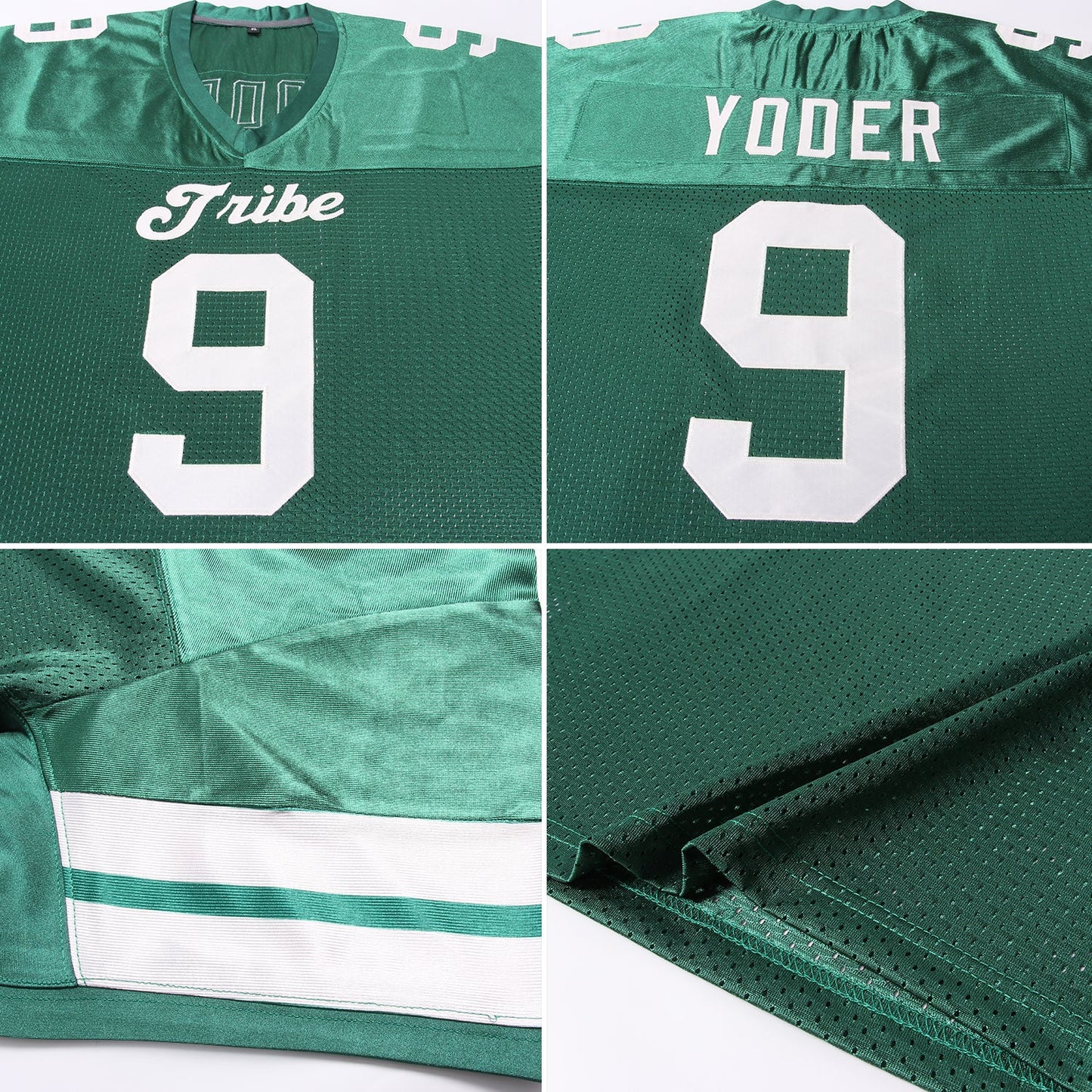 Custom Green Cream Mesh Authentic Football Jersey - Sky-Custom