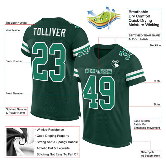 Custom Green Kelly Green-White Mesh Authentic Football Jersey - Sky-Custom