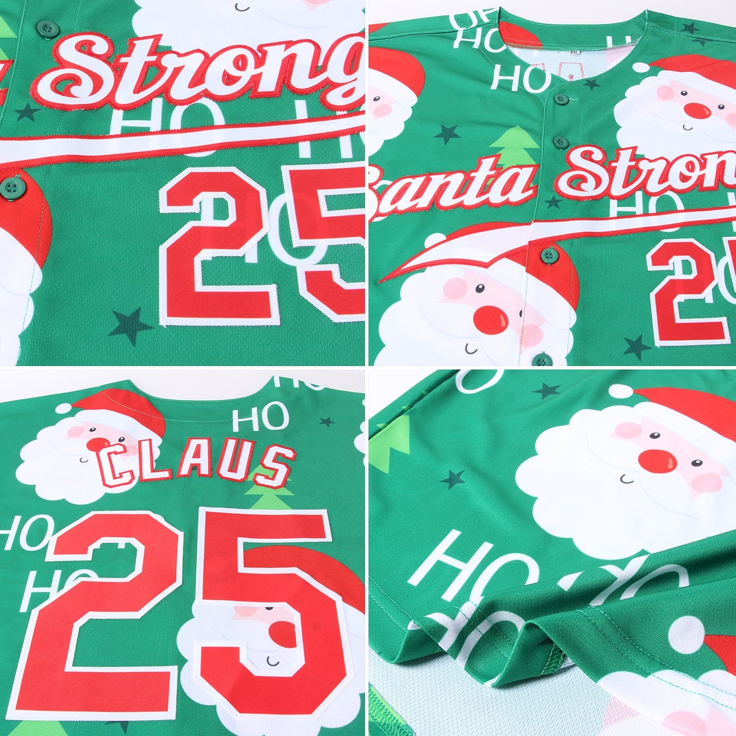 Custom Green Red-White Christmas 3D Authentic Baseball Jersey - Sky-Custom