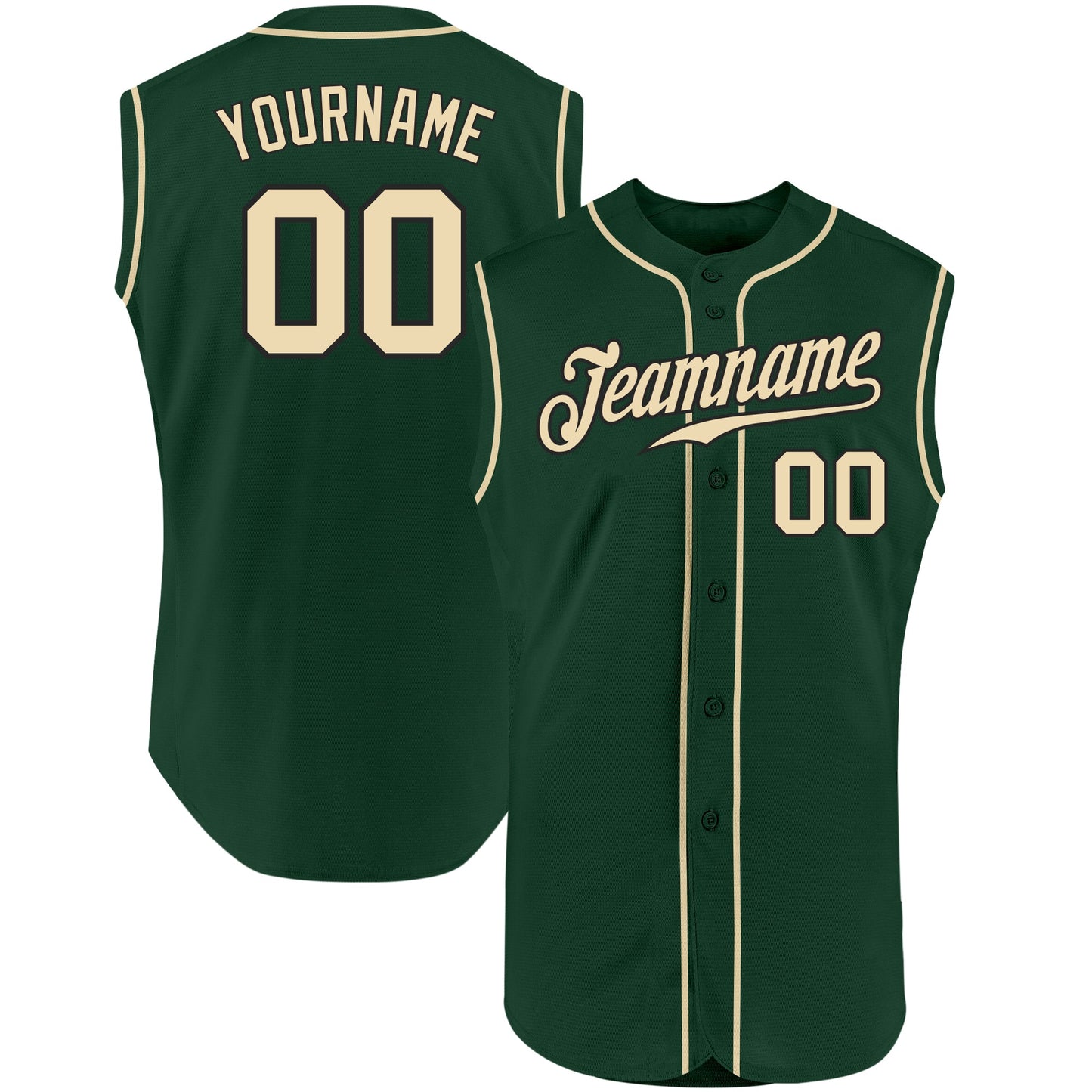 Custom Green Cream-Black Authentic Sleeveless Baseball Jersey - Sky-Custom