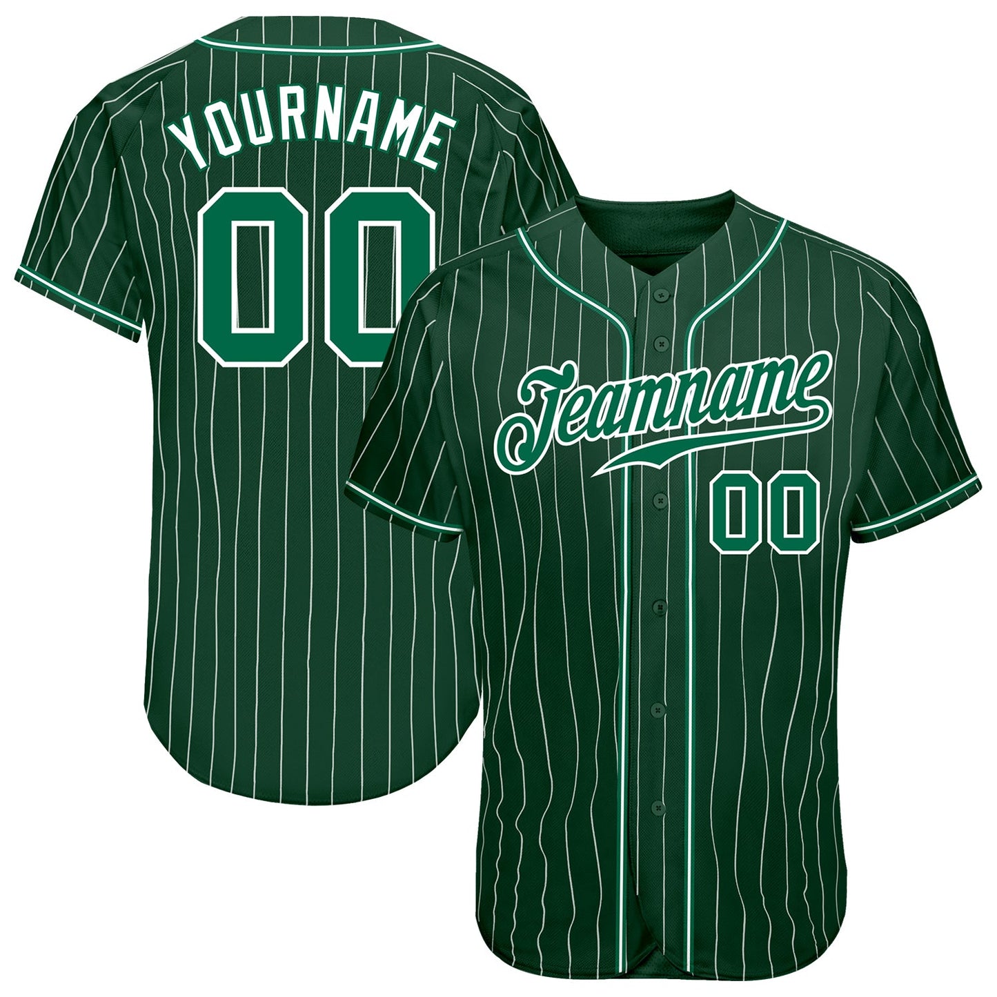 Custom Green White Pinstripe Kelly Green-White Authentic Baseball Jersey - Sky-Custom
