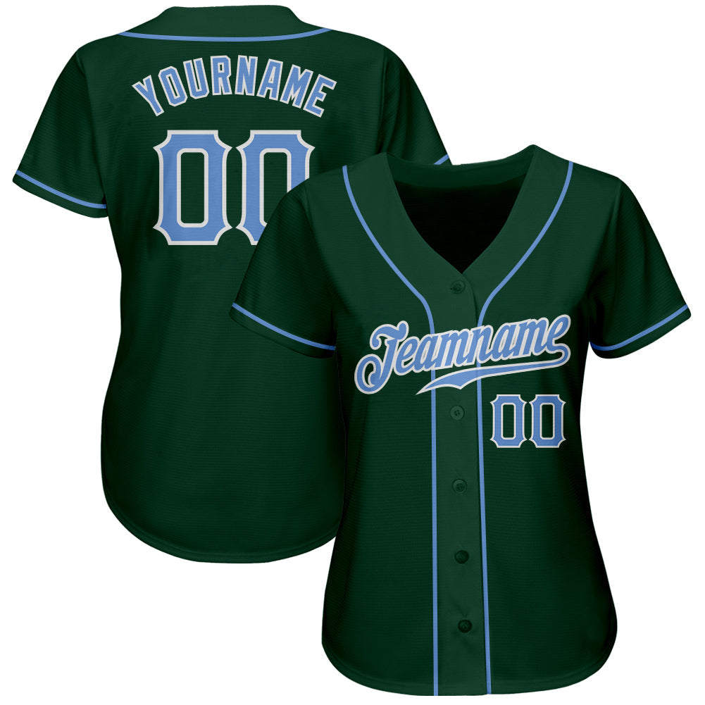 Custom Green Light Blue-White Authentic Baseball Jersey - Sky-Custom