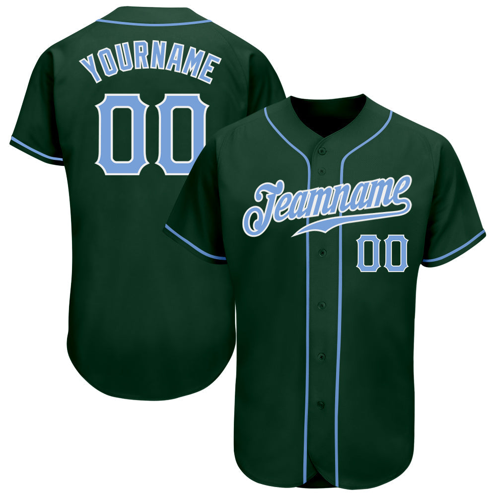 Custom Green Light Blue-White Authentic Baseball Jersey - Sky-Custom