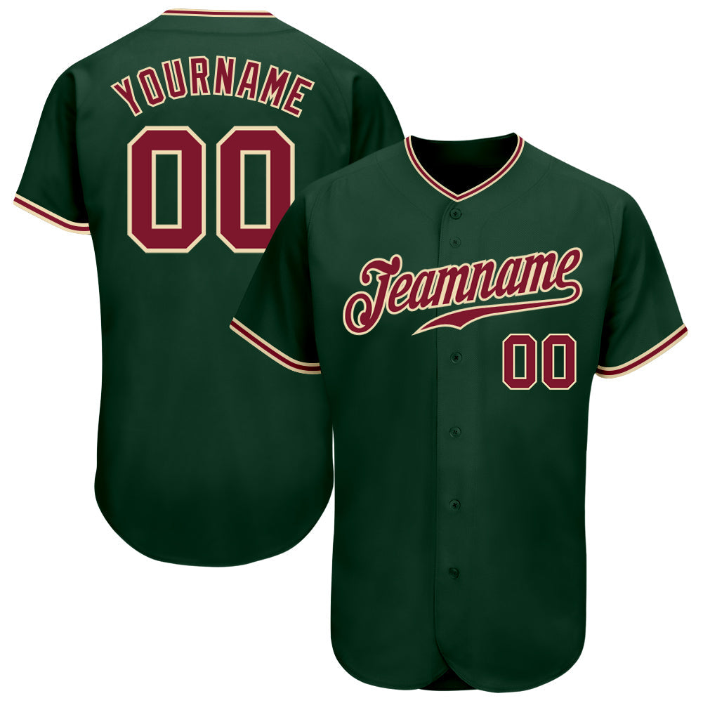 Custom Green Crimson-City Cream Authentic Baseball Jersey - Sky-Custom