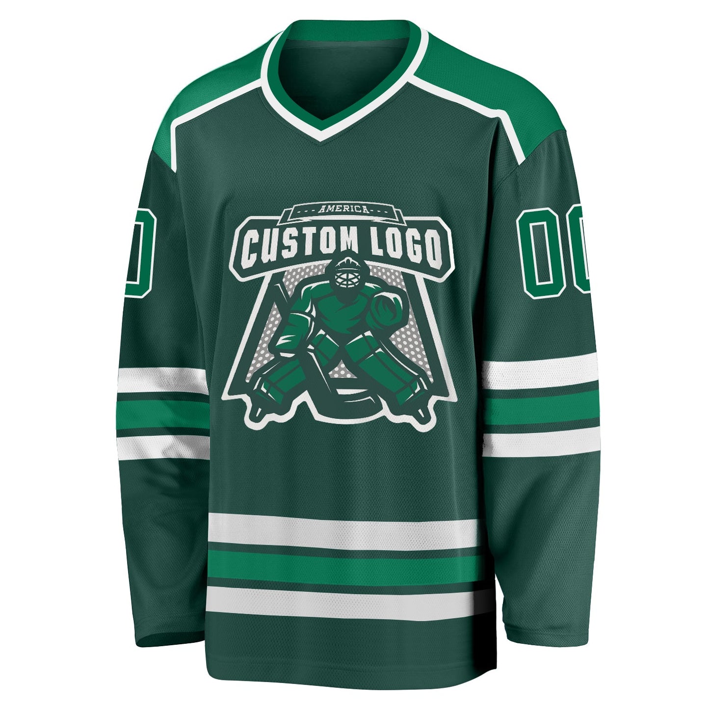 Custom Green Kelly Green-White Hockey Jersey - Sky-Custom