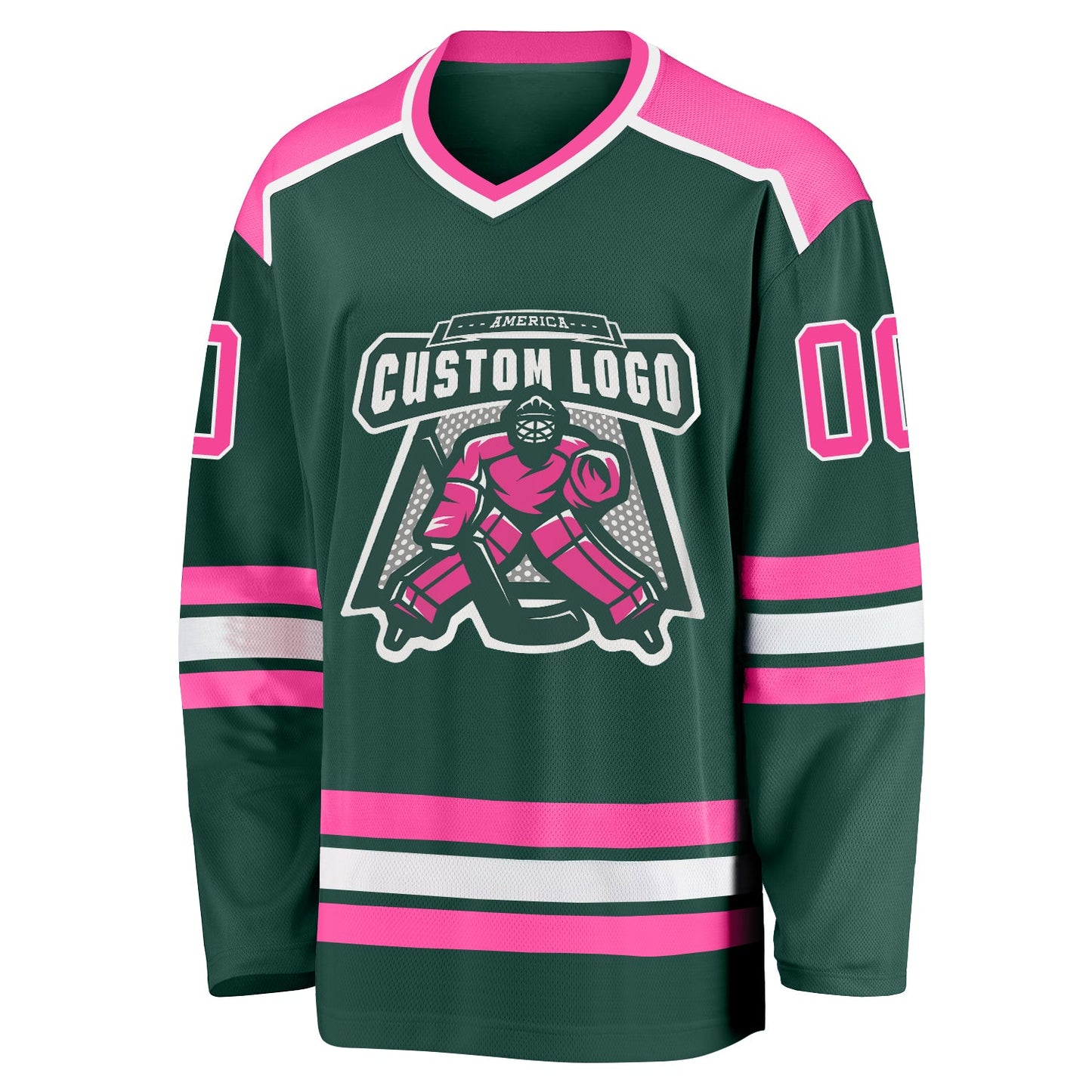 Custom Green Pink-White Hockey Jersey - Sky-Custom