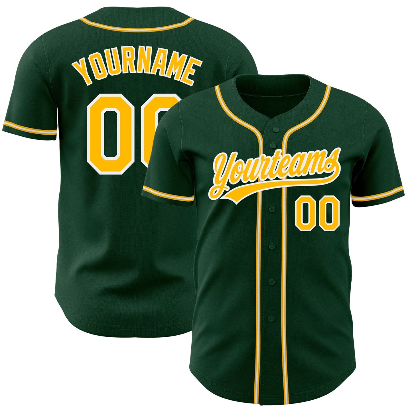 Custom Green Gold-White Authentic Baseball Jersey - Sky-Custom