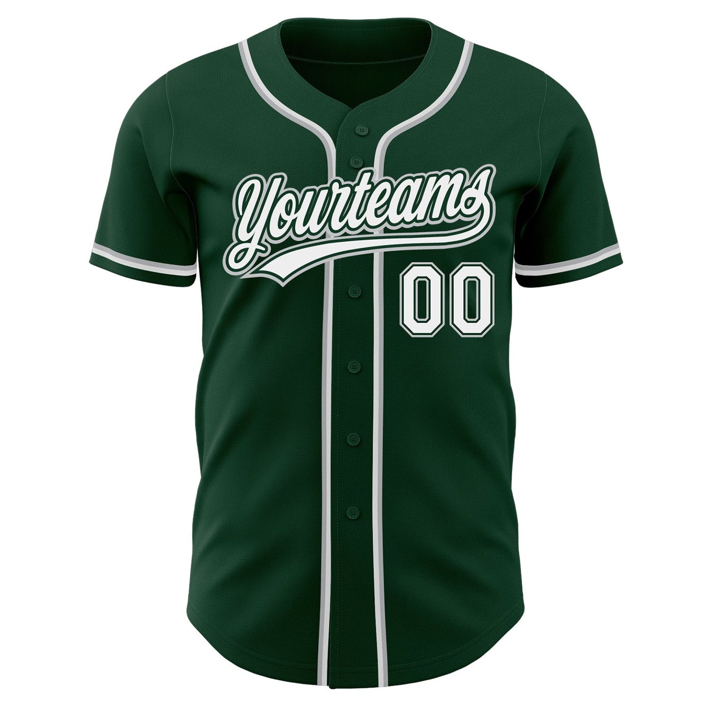 Custom Green White-Gray Authentic Baseball Jersey - Sky-Custom