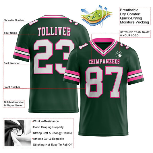 Custom Green White-Pink Mesh Authentic Football Jersey - Sky-Custom