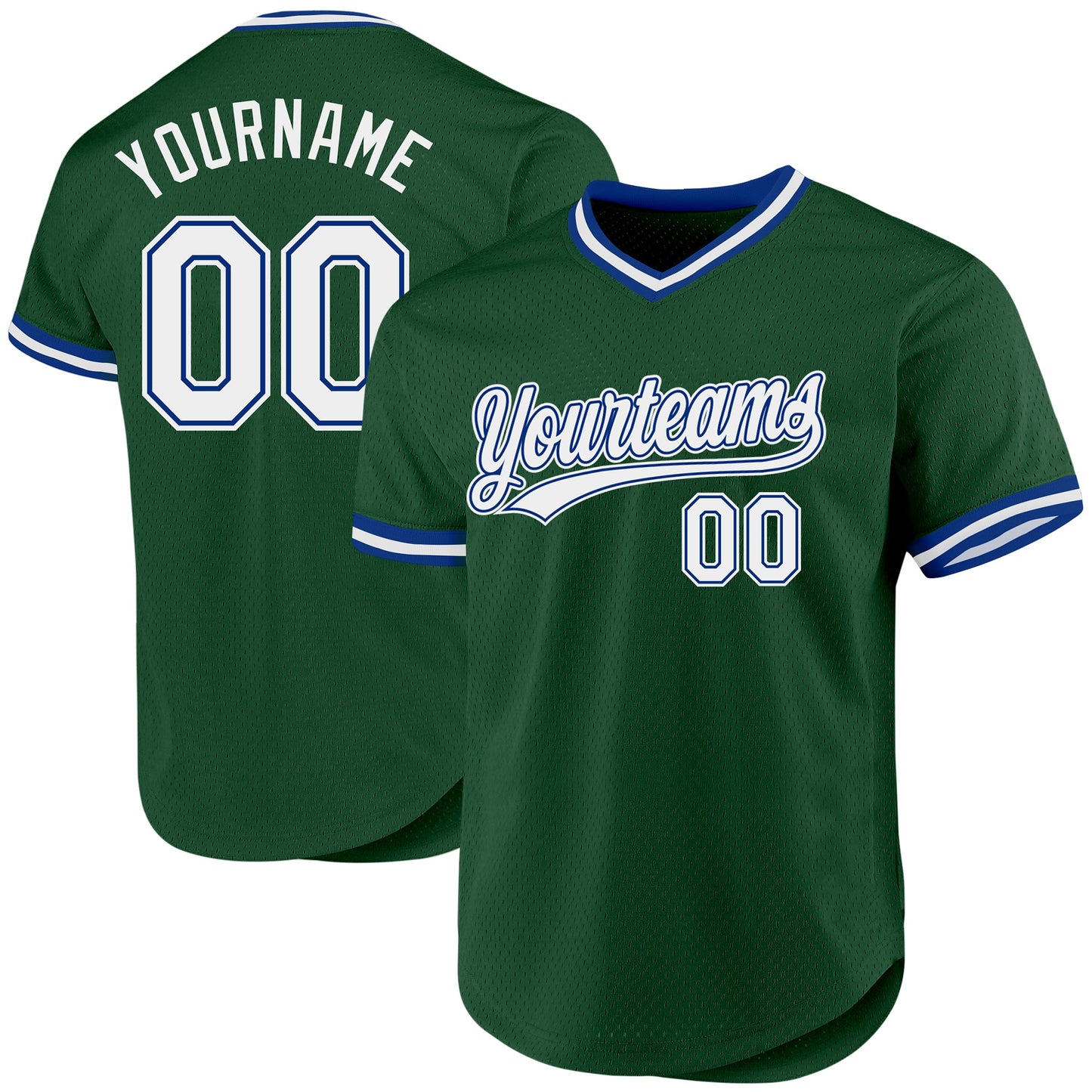 Custom Green White-Royal Authentic Throwback Baseball Jersey - Sky-Custom