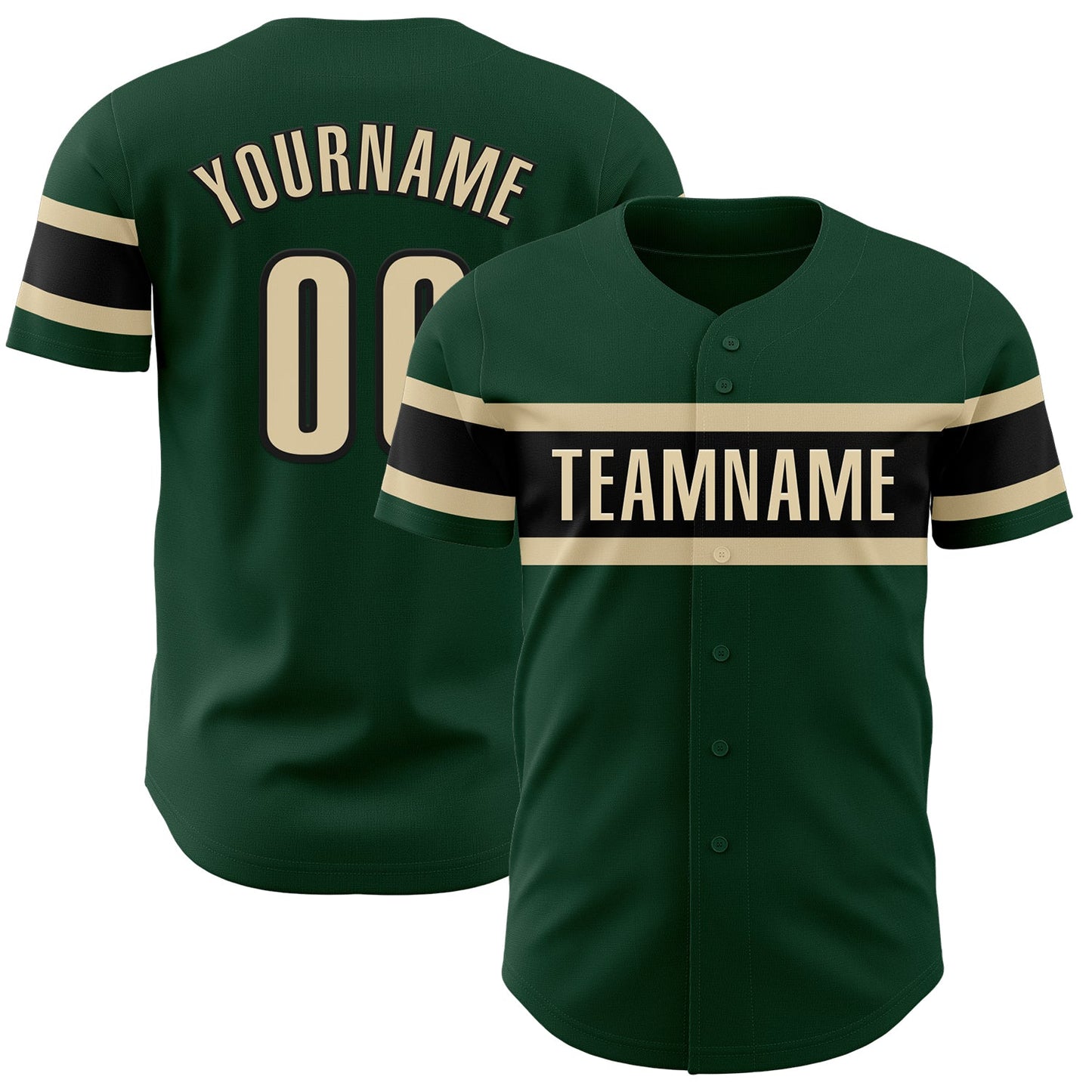 Custom Green Cream-Black Authentic Baseball Jersey - Sky-Custom