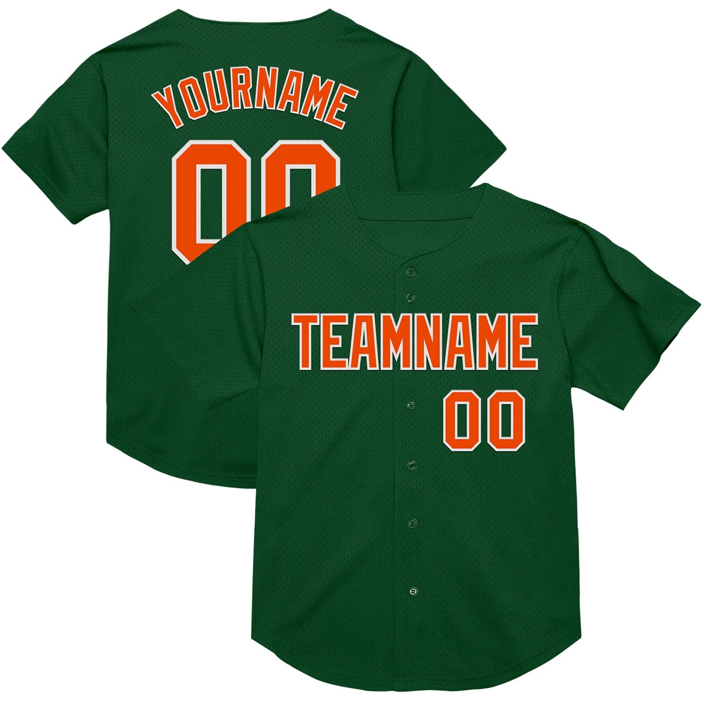Custom Green Orange-White Mesh Authentic Throwback Baseball Jersey - Sky-Custom