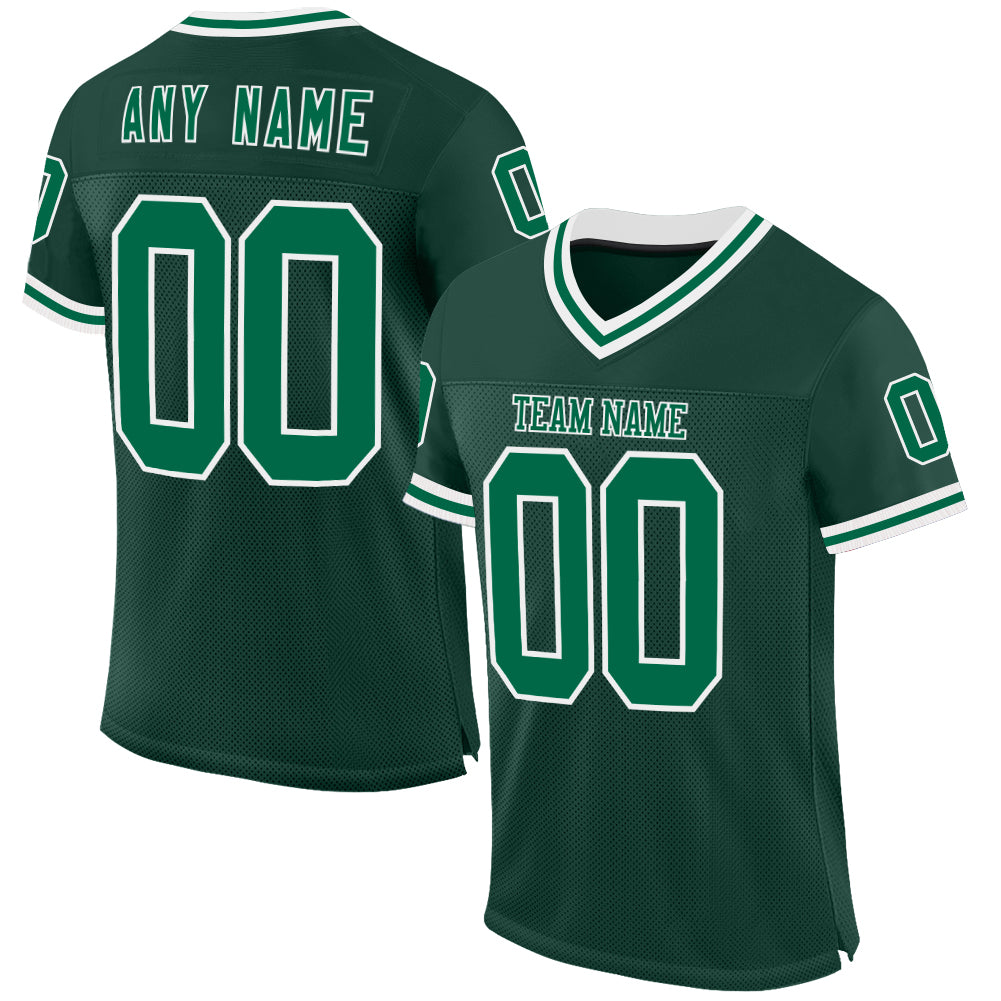Custom Green Kelly Green-White Mesh Authentic Throwback Football Jersey - Sky-Custom