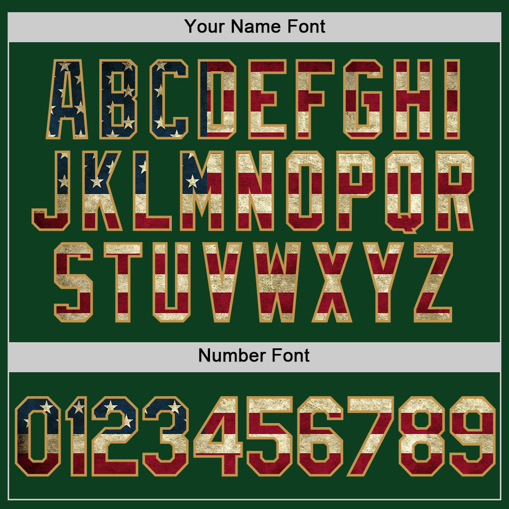 Custom Green Vintage USA Flag Old Gold-Black Authentic Throwback Baseball Jersey - Sky-Custom