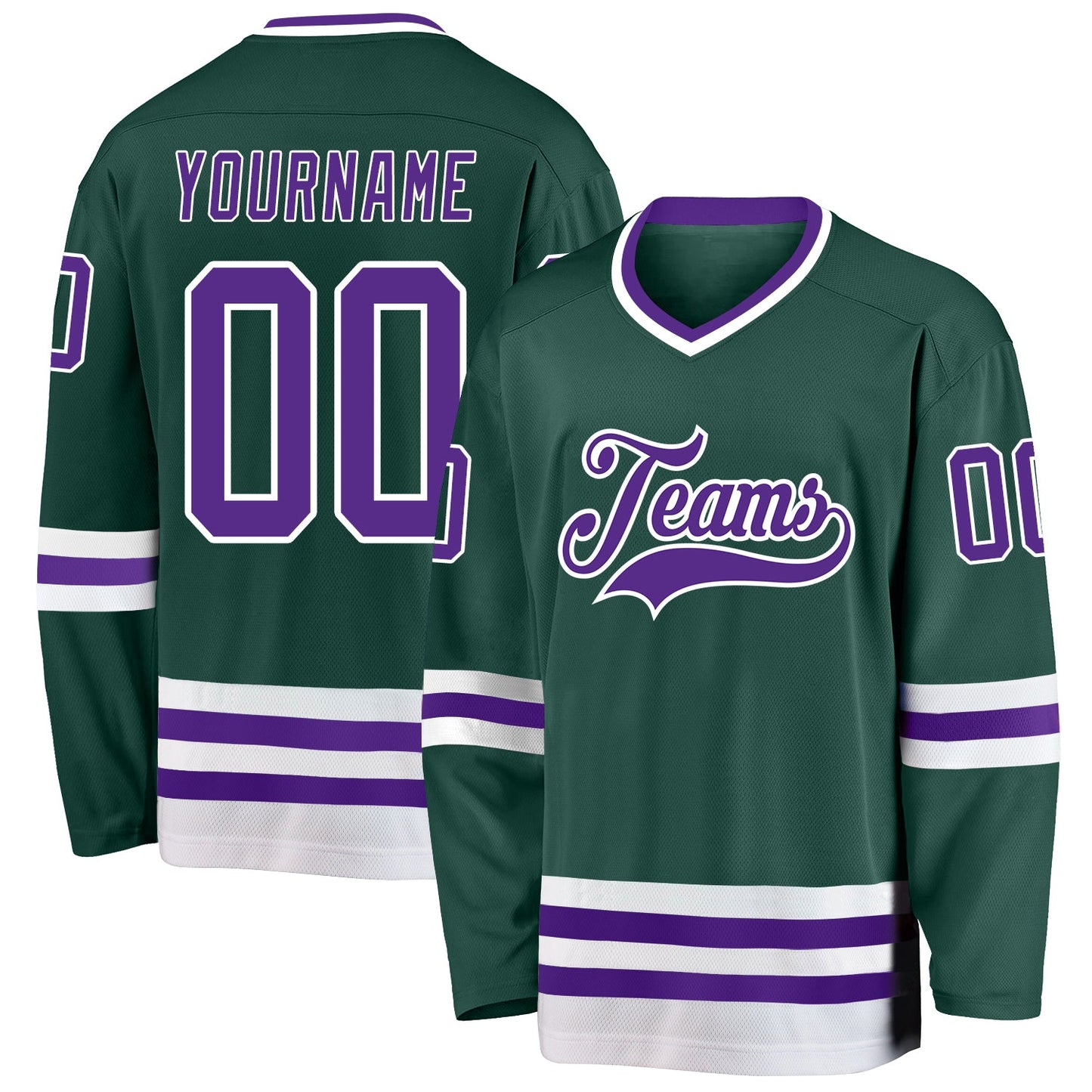 Custom Green Purple-White Hockey Jersey - Sky-Custom