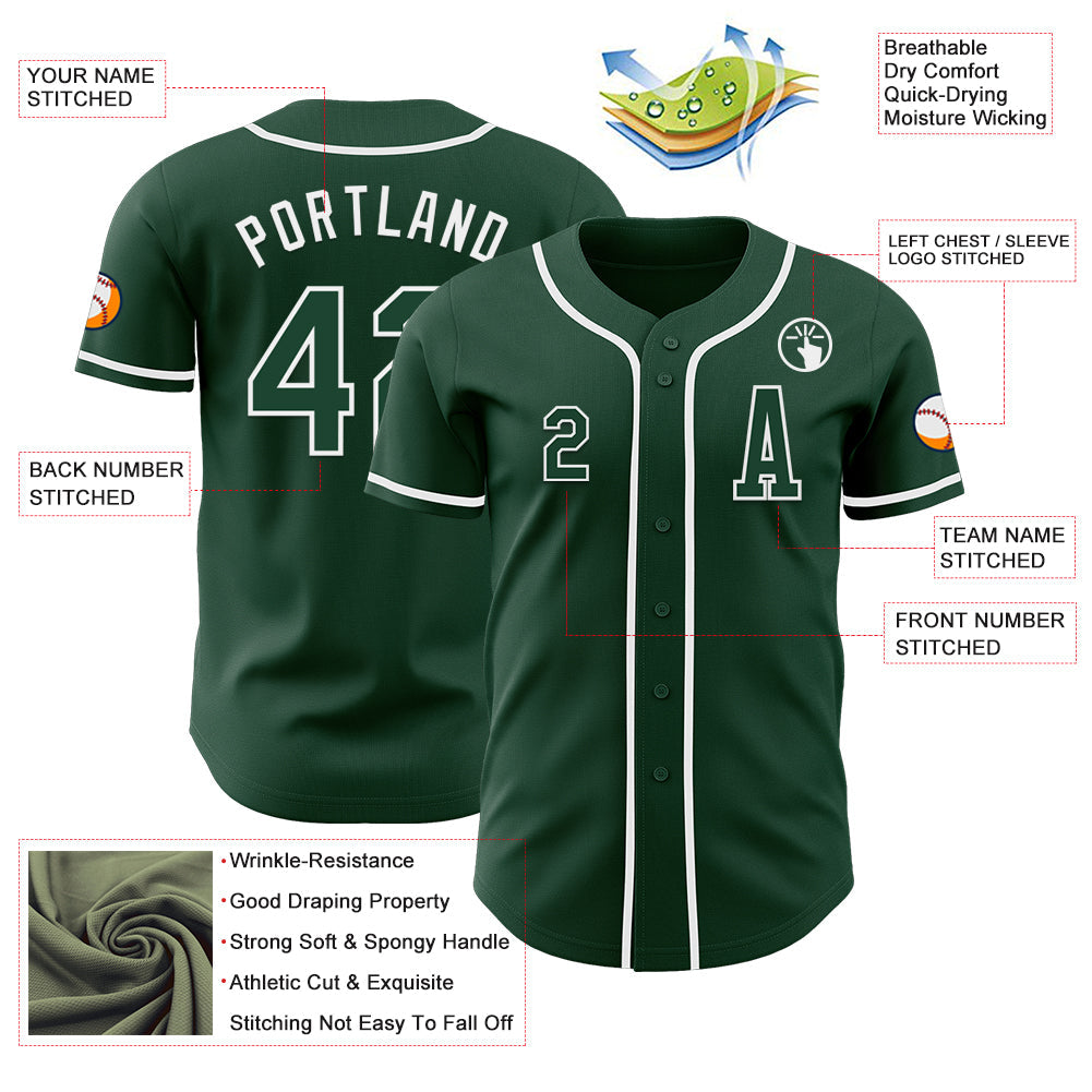 Custom Green White Authentic Baseball Jersey - Sky-Custom