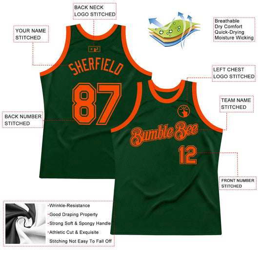 Custom Green Orange Authentic Throwback Basketball Jersey - Sky-Custom
