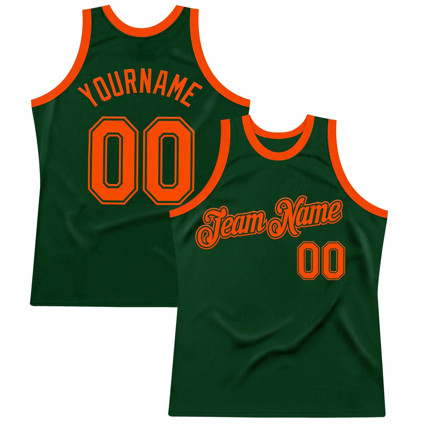 Custom Green Orange Authentic Throwback Basketball Jersey - Sky-Custom