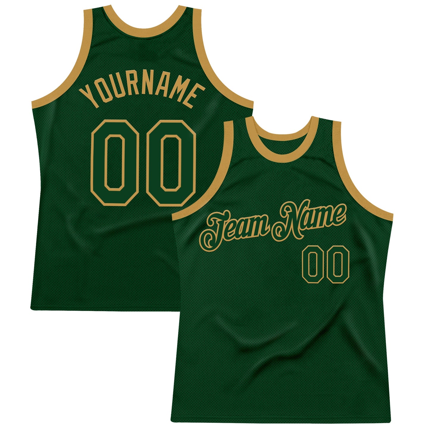 Custom Green Old Gold Authentic Throwback Basketball Jersey - Sky-Custom