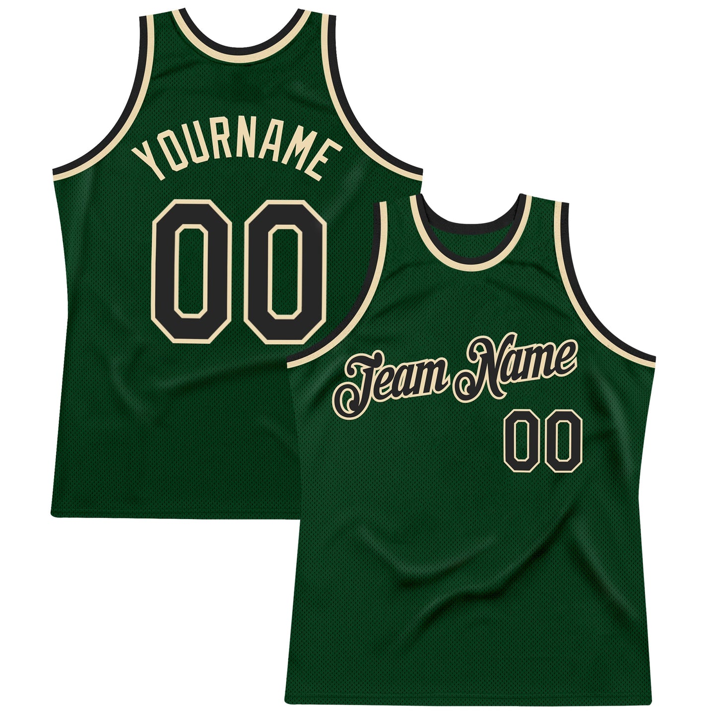 Custom Green Black-Cream Authentic Throwback Basketball Jersey - Sky-Custom