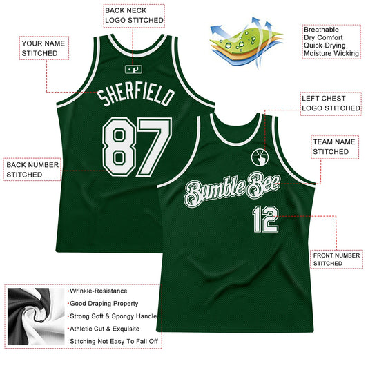 Custom Green White Authentic Throwback Basketball Jersey - Sky-Custom