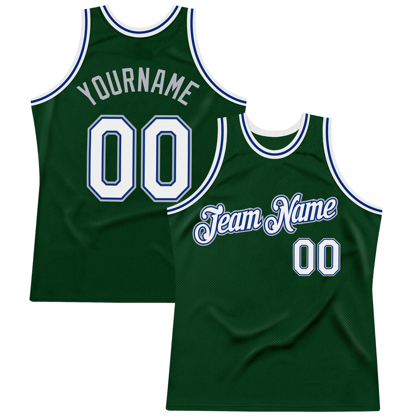 Custom Green White Royal-Gray Authentic Throwback Basketball Jersey - Sky-Custom