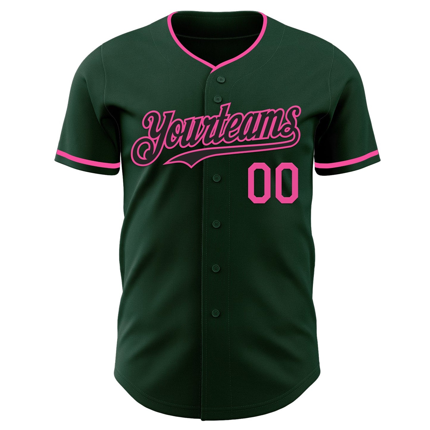 Custom Green Black-Pink Authentic Baseball Jersey - Sky-Custom
