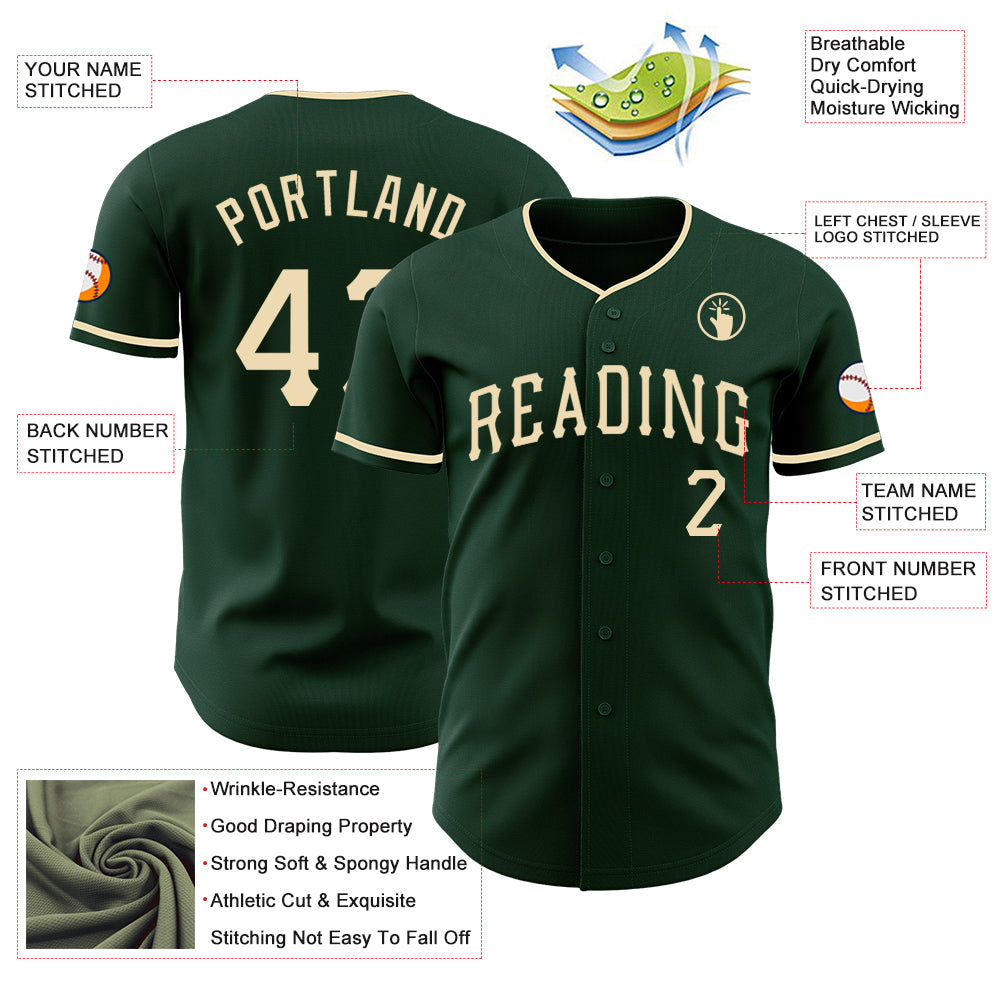 Custom Green Cream Authentic Baseball Jersey - Sky-Custom