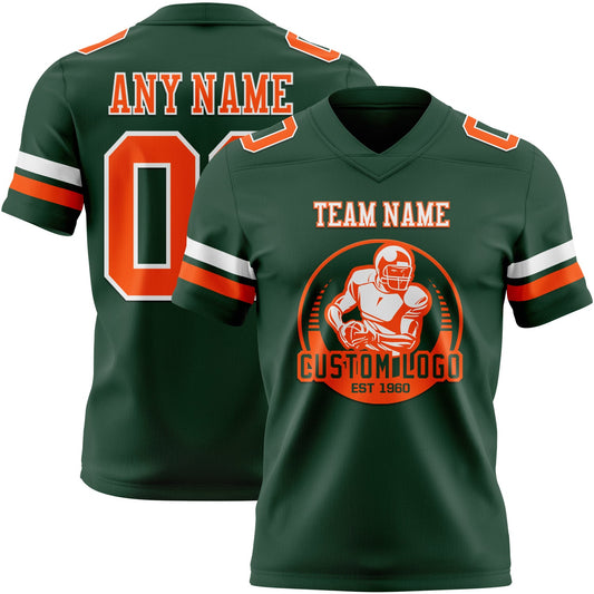 Custom Green Orange-White Mesh Authentic Football Jersey - Sky-Custom