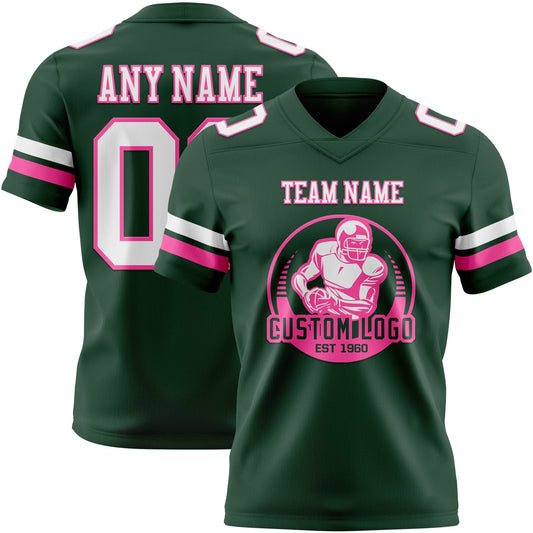 Custom Green White-Pink Mesh Authentic Football Jersey - Sky-Custom